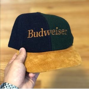 VINTAGE BUDWEISER FLEECE/SUEDE COLORBLOCK HAT